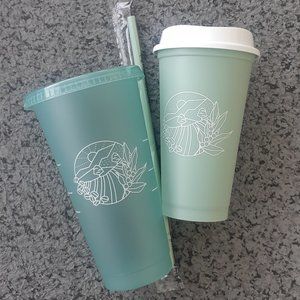 New Earth Day Reuseable Starbucks Lot of 2 Hot/Cold Cups